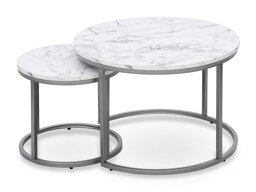 Salontafel set Houston 2213 (Wit marmer + Zilver)