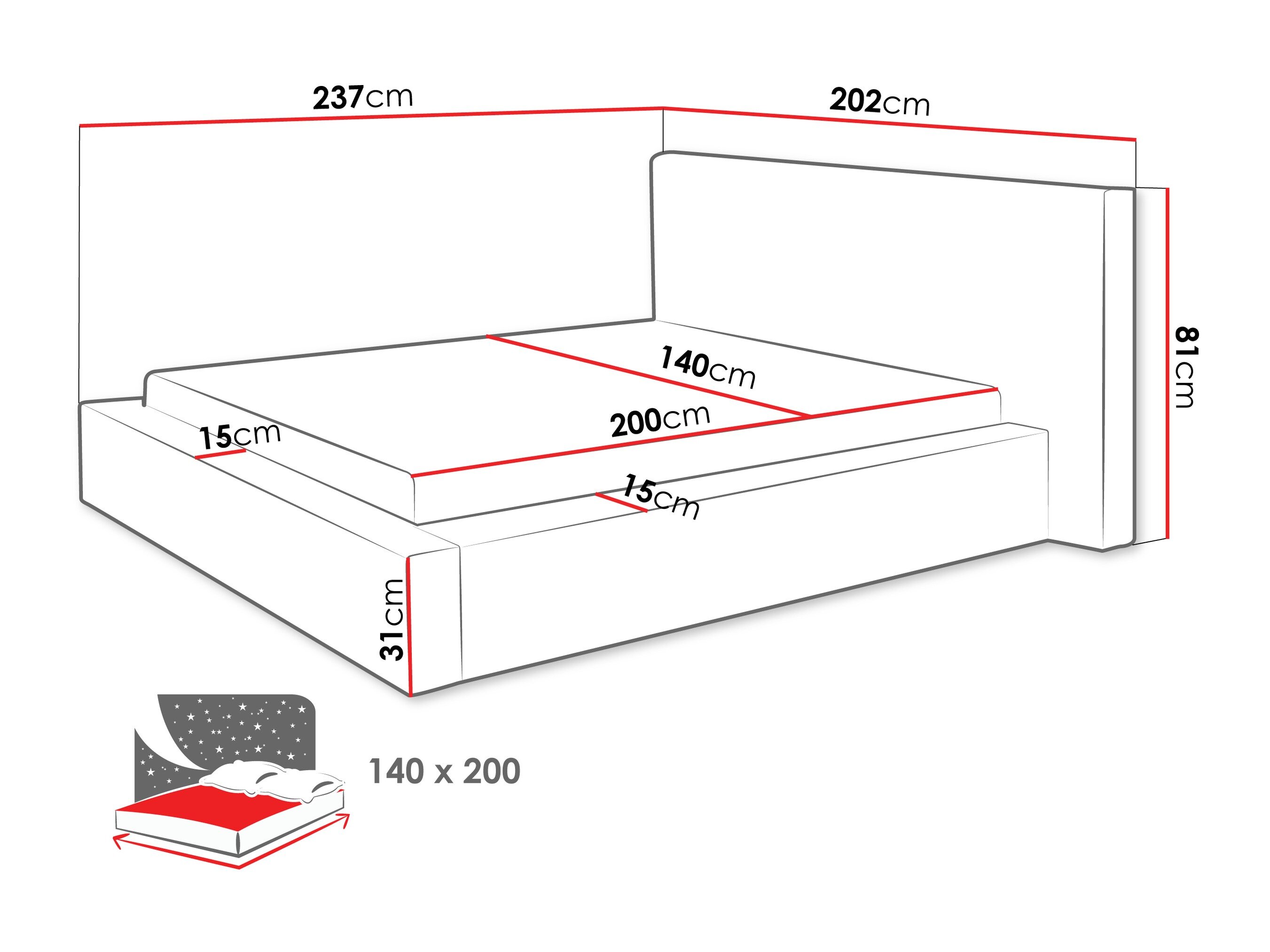 Bed TrendyNest 136 (Lumo 30)