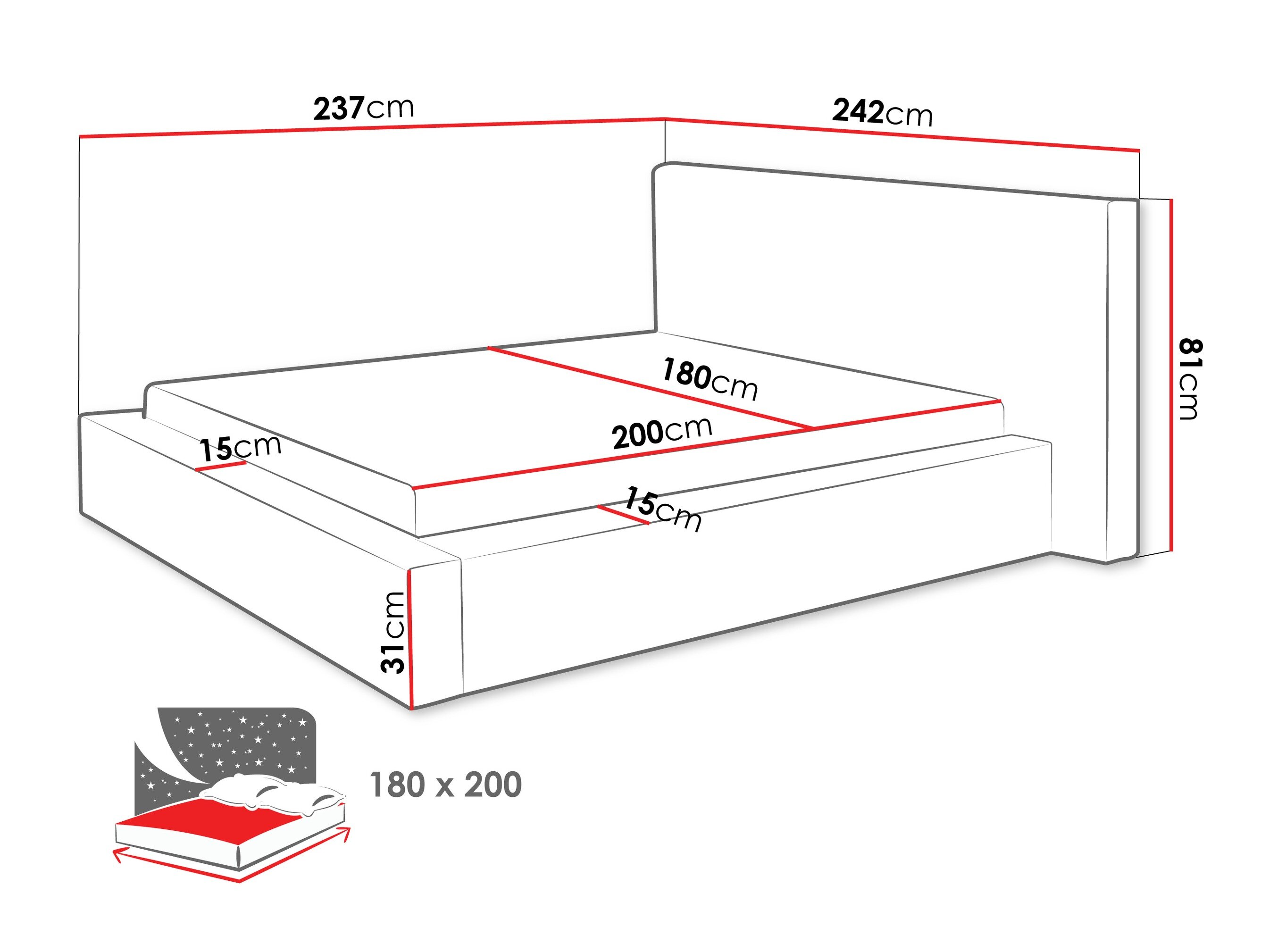 Bed TrendyNest 136 (Lumo 40)