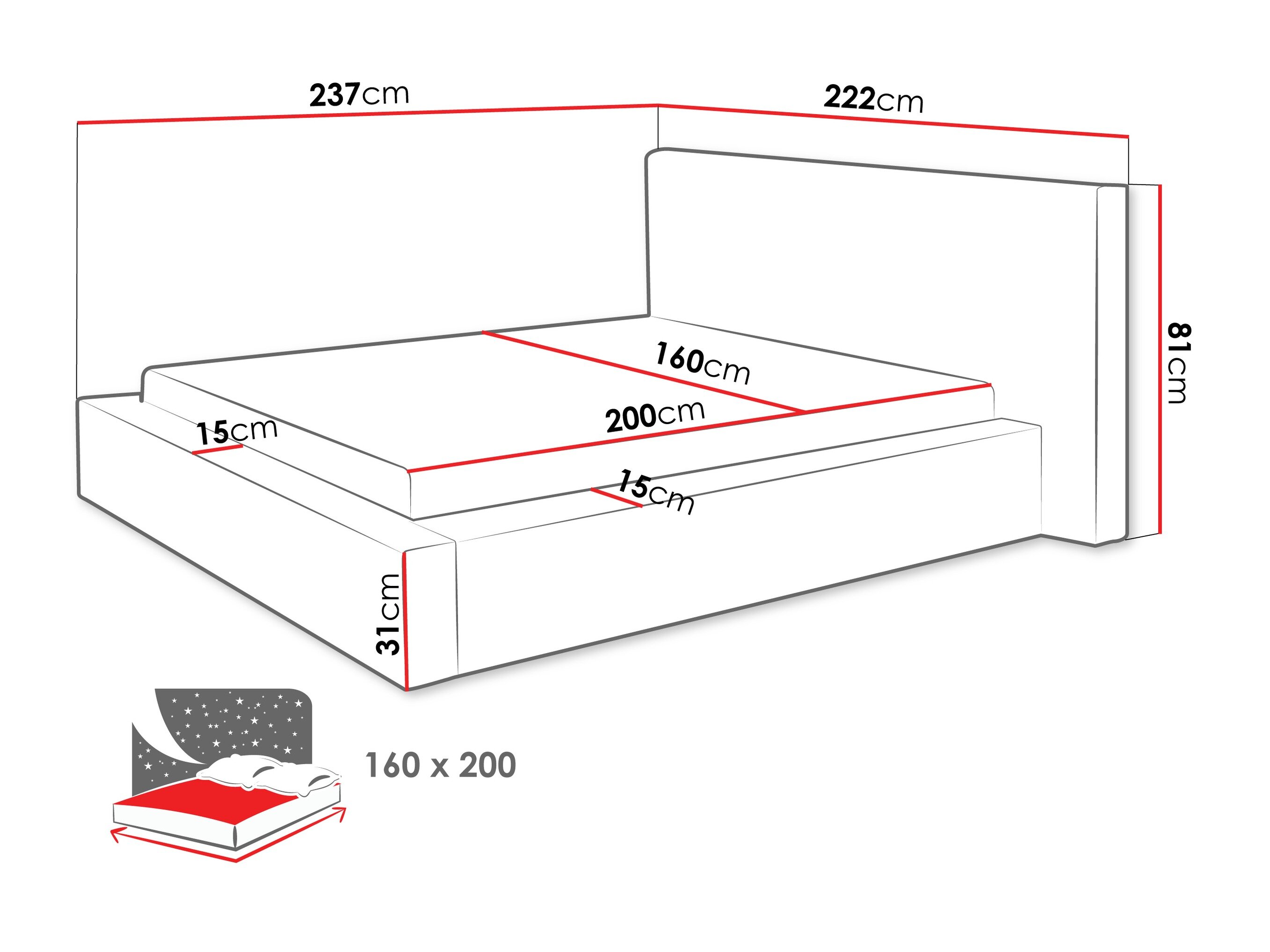 Bed TrendyNest 136 (Lumo 75)