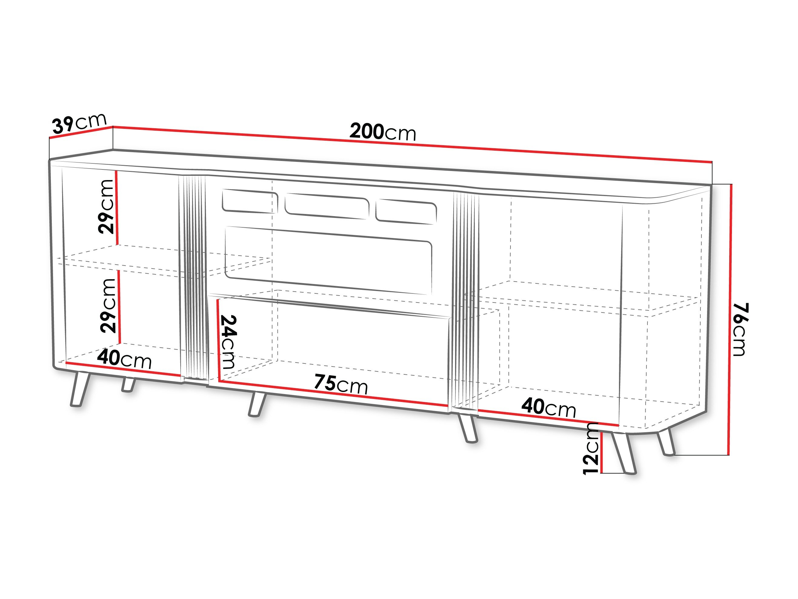 Dressoir Modus I (Zwart + Notenhout)