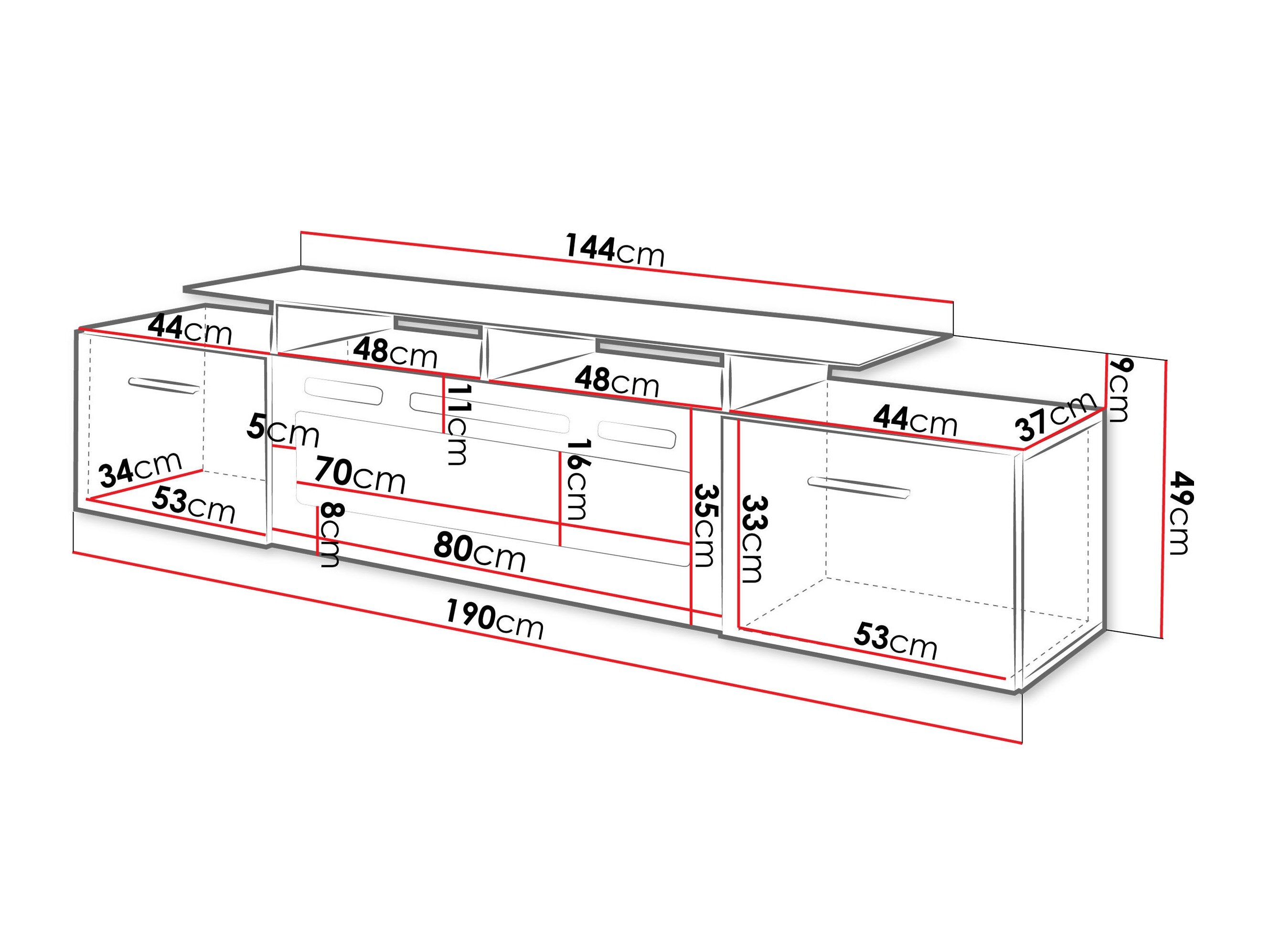 TV-meubel Numerus (Wit + Glanzend wit)