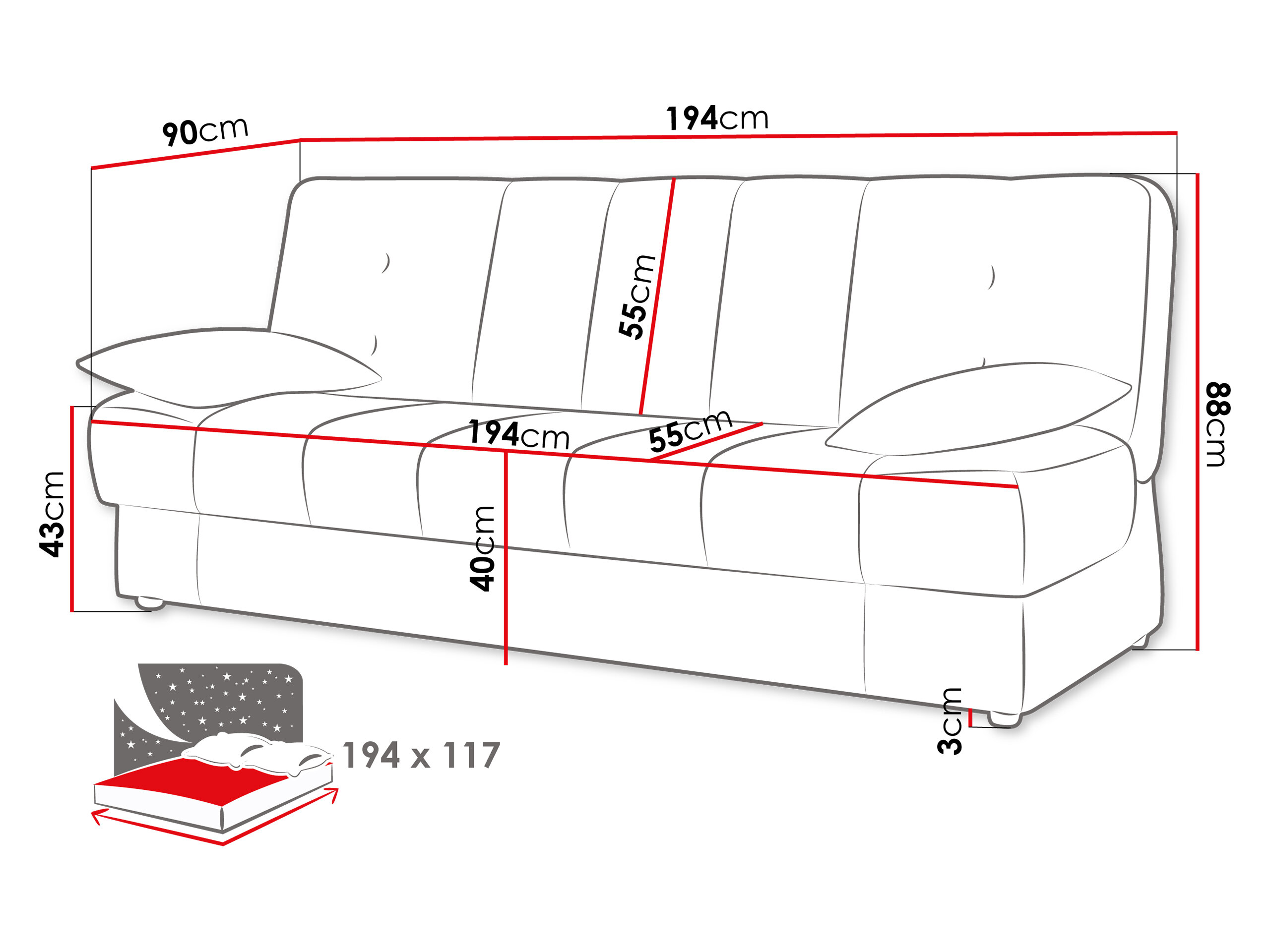Slaapbank Columbus 120 (Lumo 65)