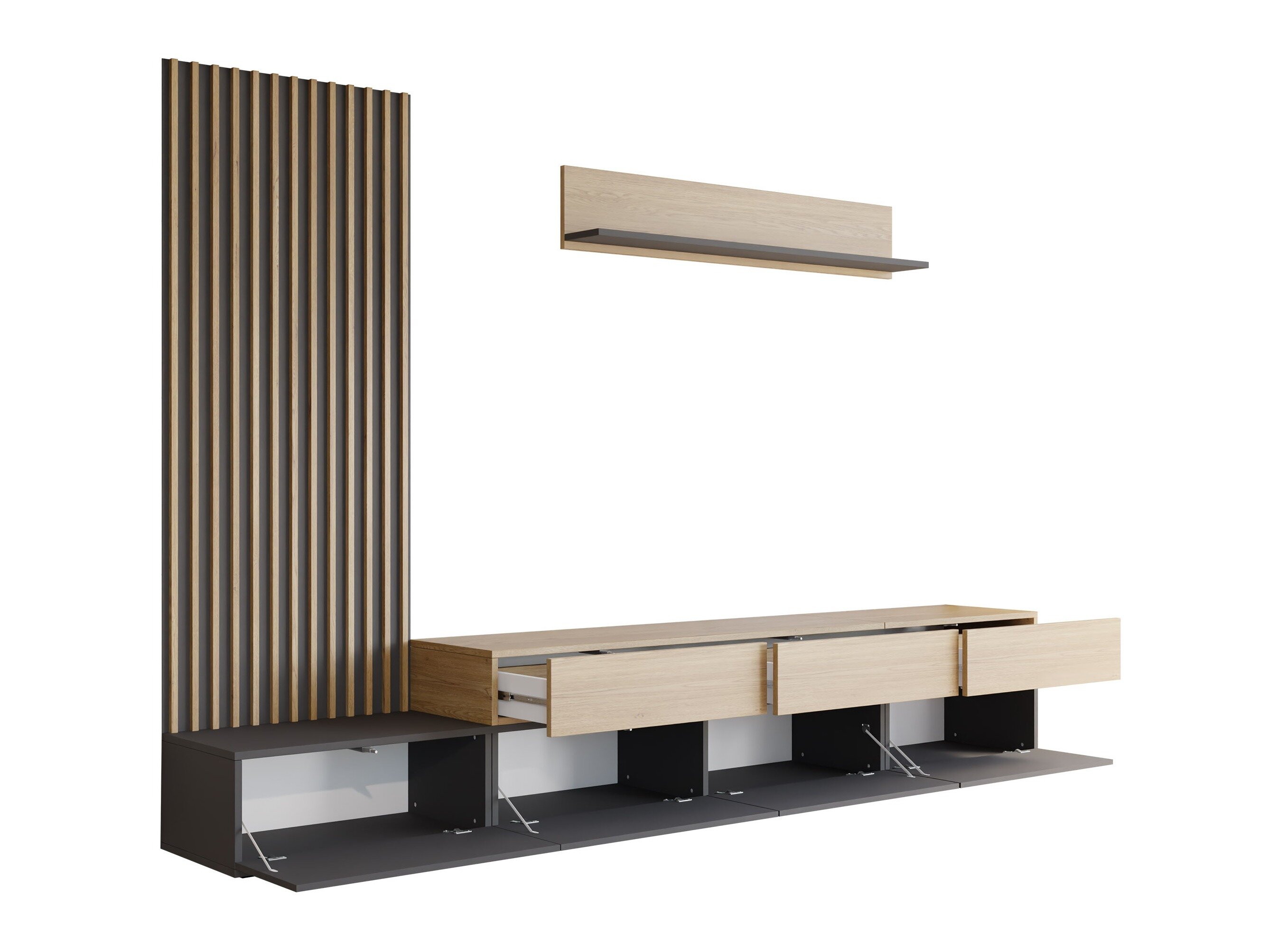 Woonkamerset Comfivo Munium II (Notenhout + Zwart)