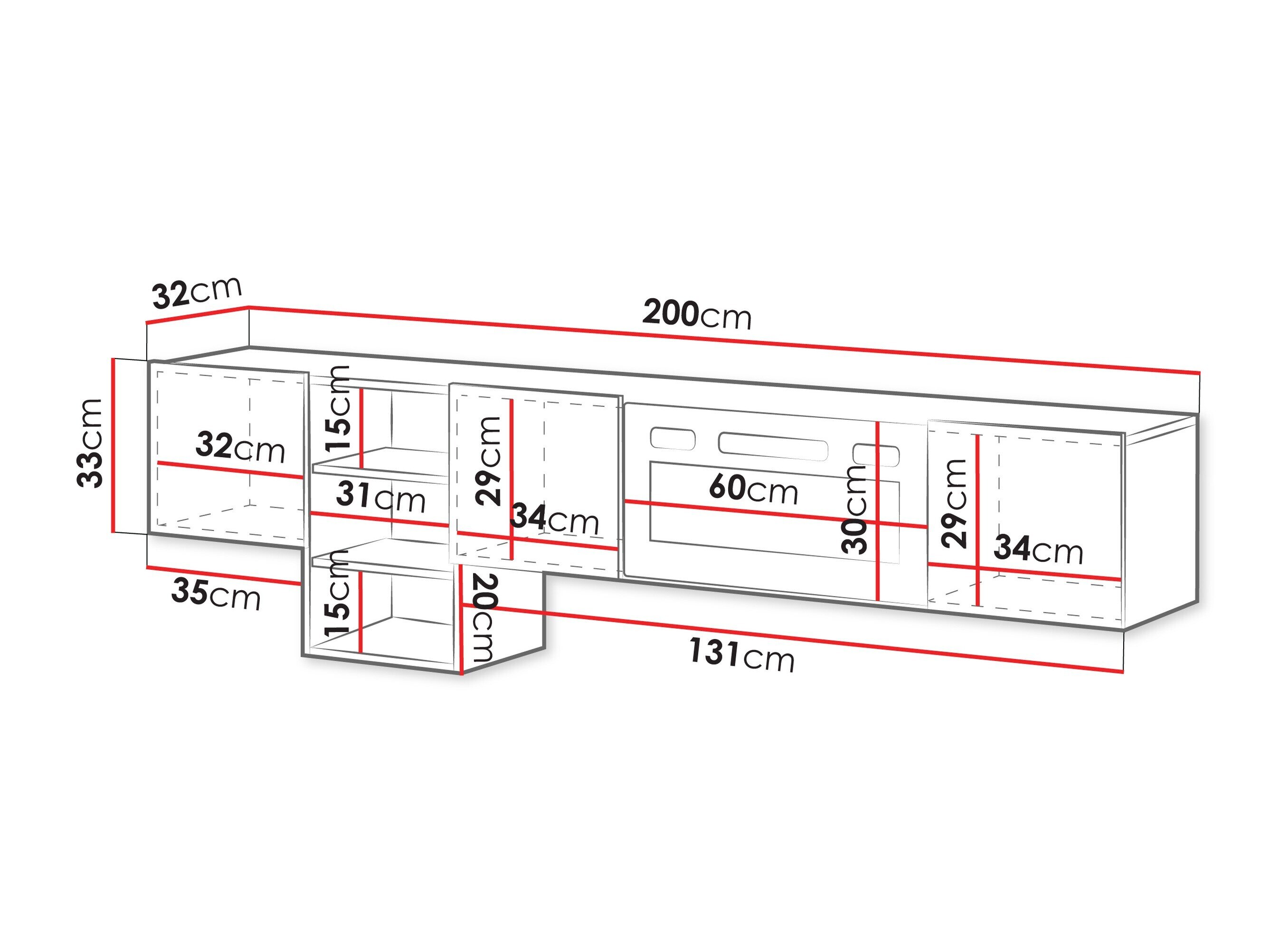 TV-meubel Charlotte 218 (Notenhout + Zwart)