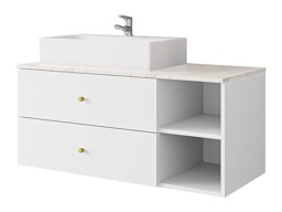 Hangend badkamermeubel voor wastafel Salus (Wit + Wit marmer)