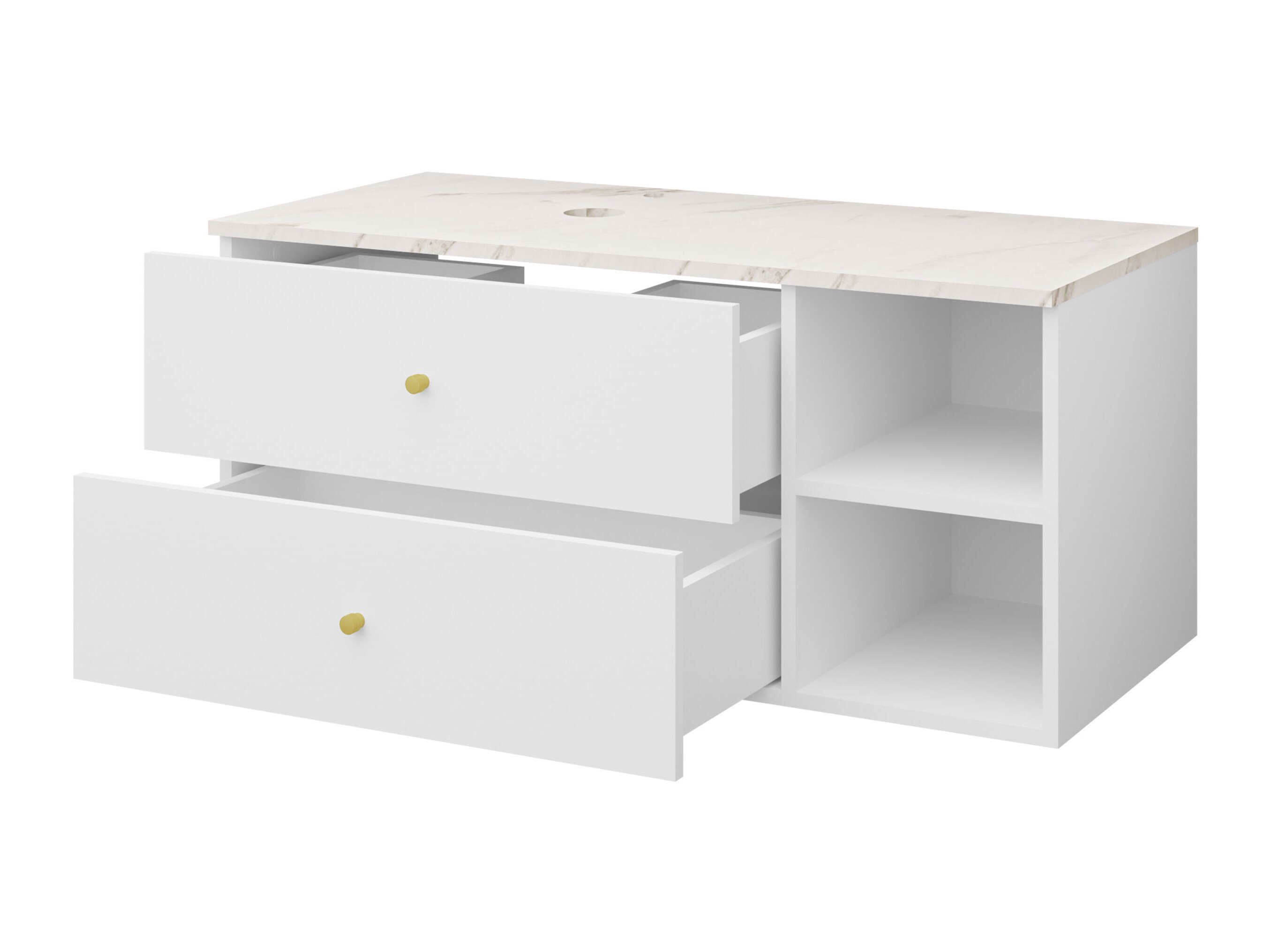 Hangend badkamermeubel voor wastafel Salus (Zwart + Zwart marmer)