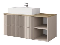 Hangend badkamermeubel voor wastafel Nauta (Kasjmier + Cremona eiken)