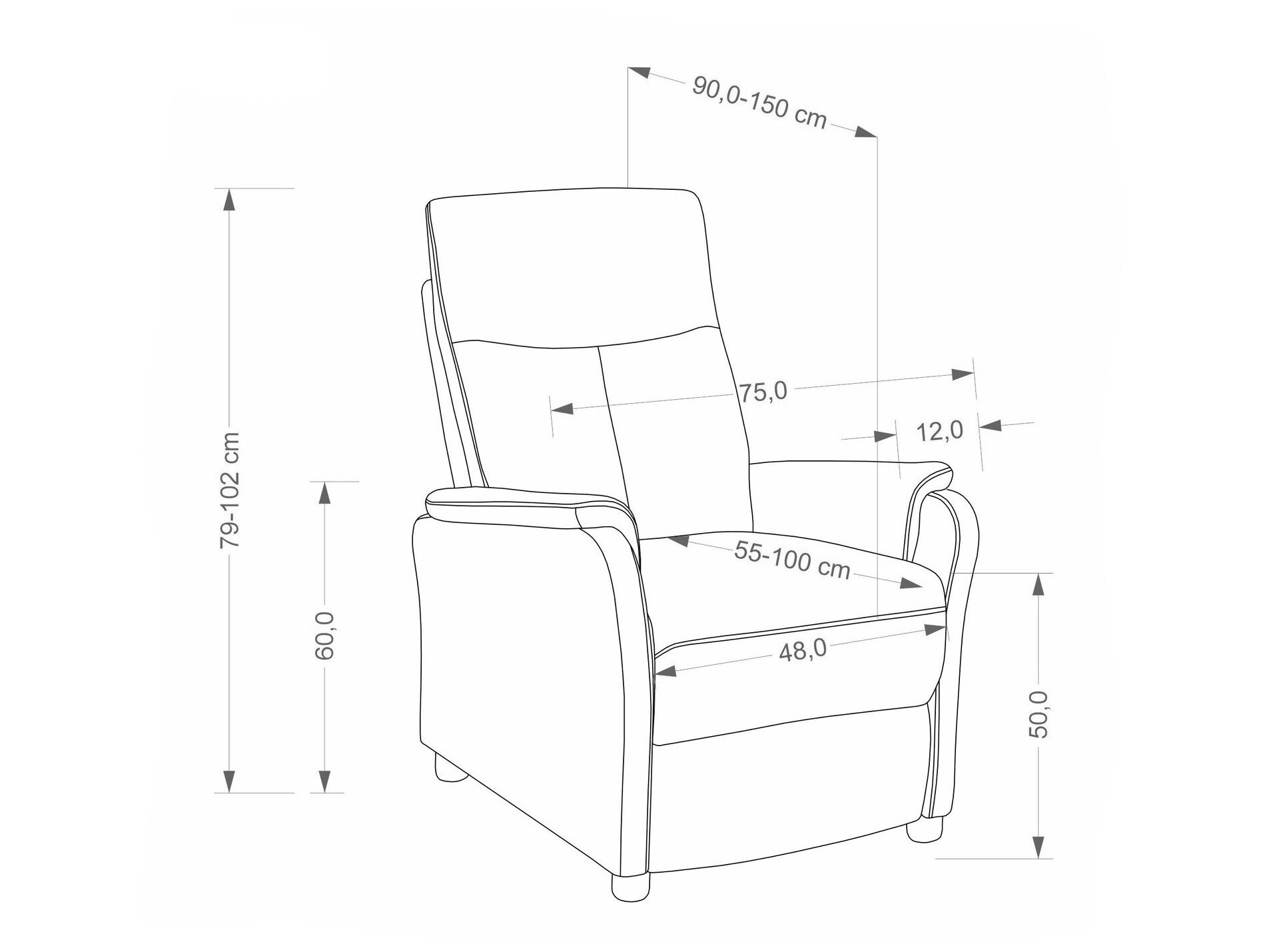 Relaxfauteuil Houston 2229 (Grijs)