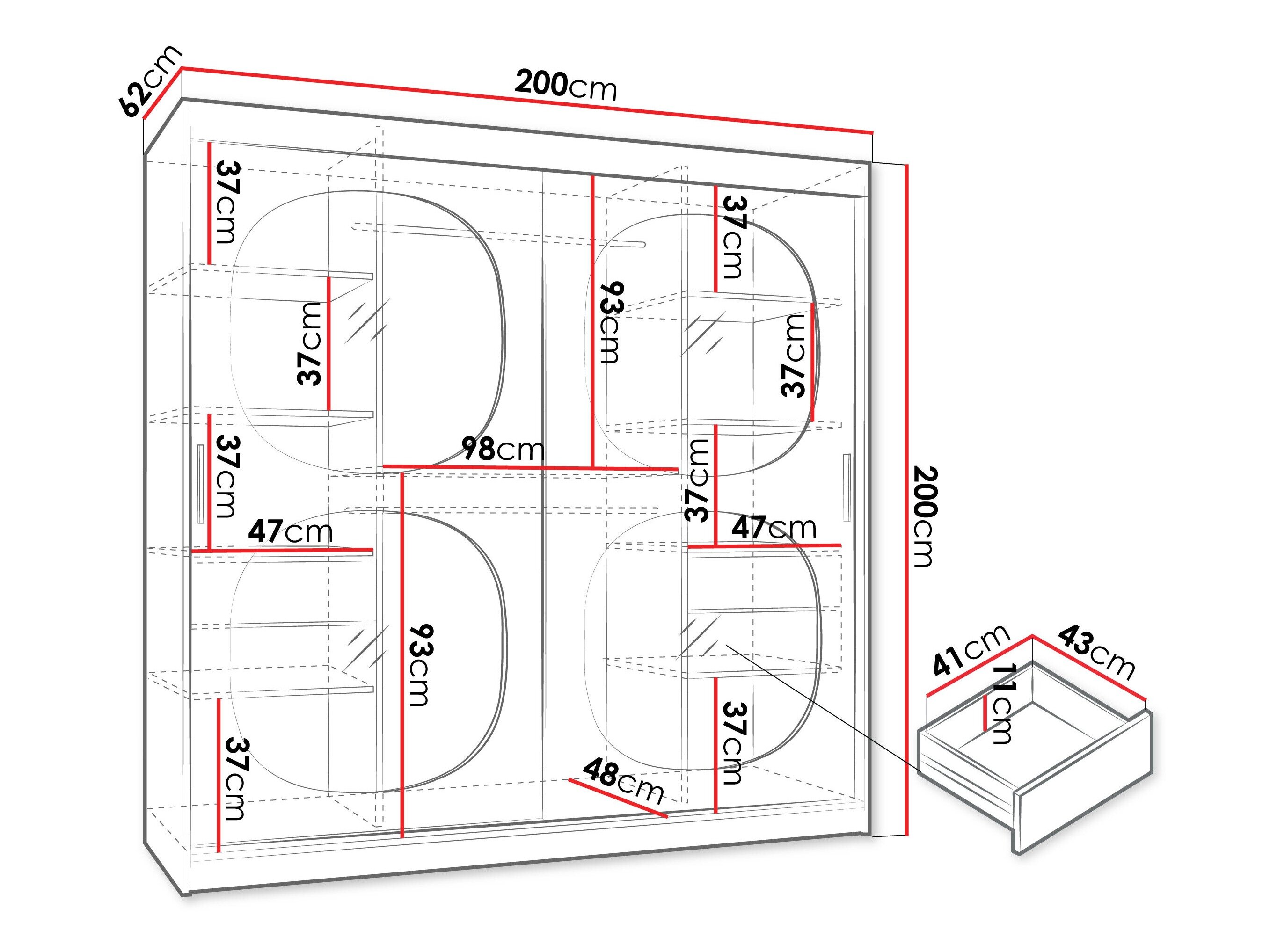 Kledingkast Hartford 531 (Zwart)