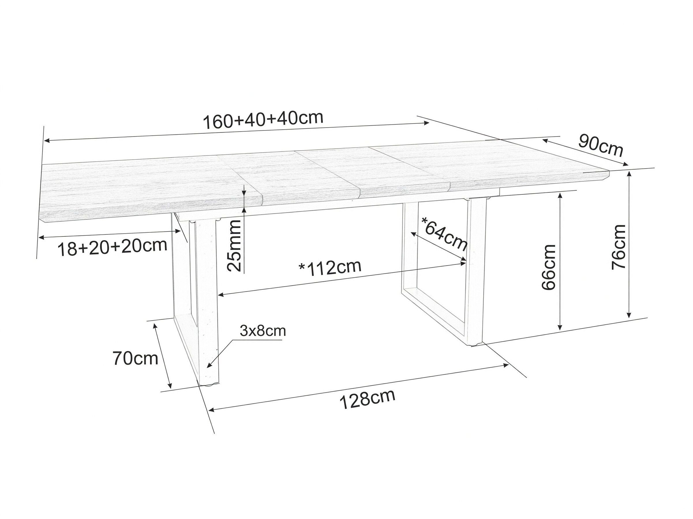 Tafel Detroit 1079 (Eiken)