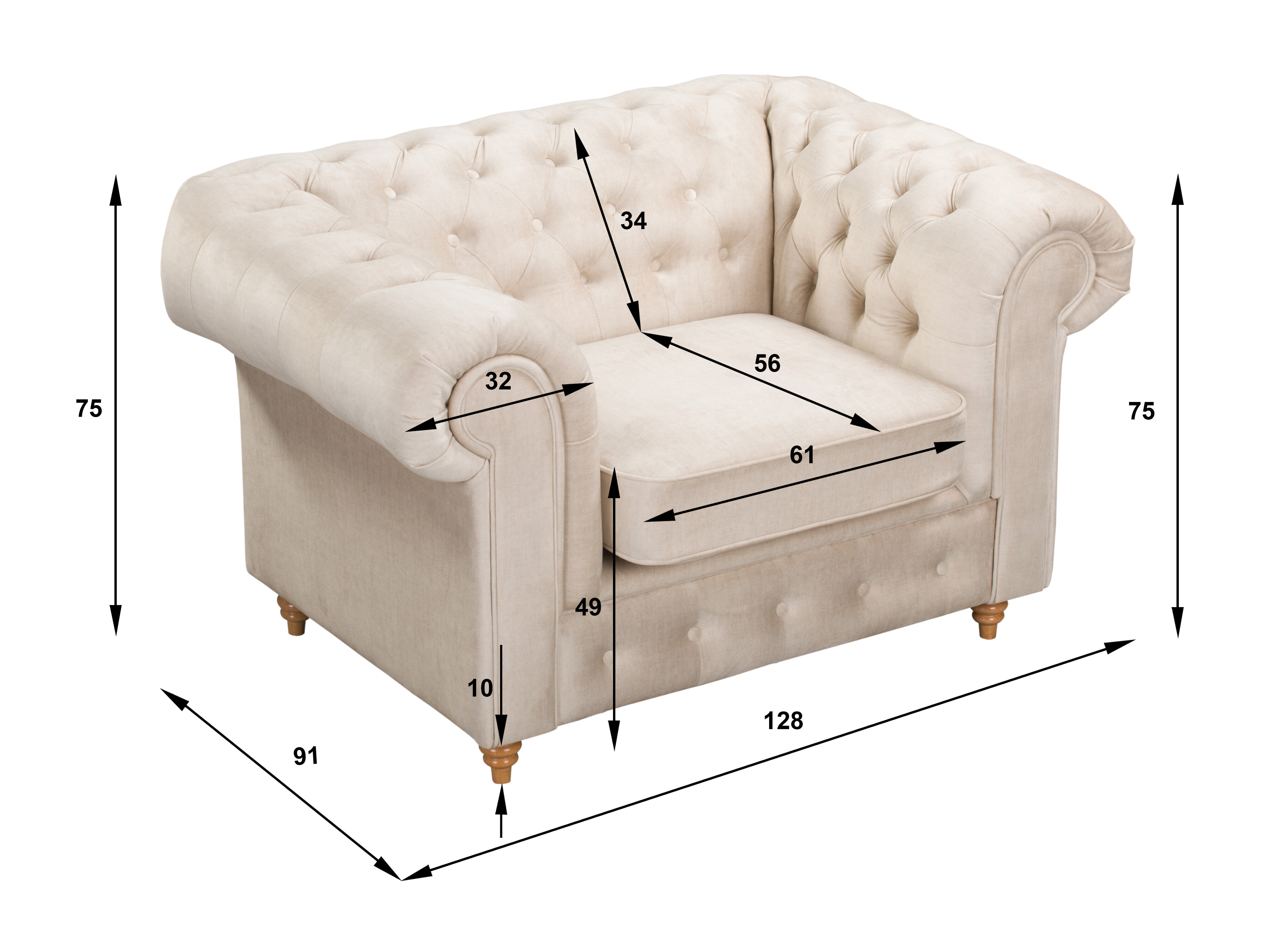 Chesterfield fauteuil Elitala 102 (Vogue 04)