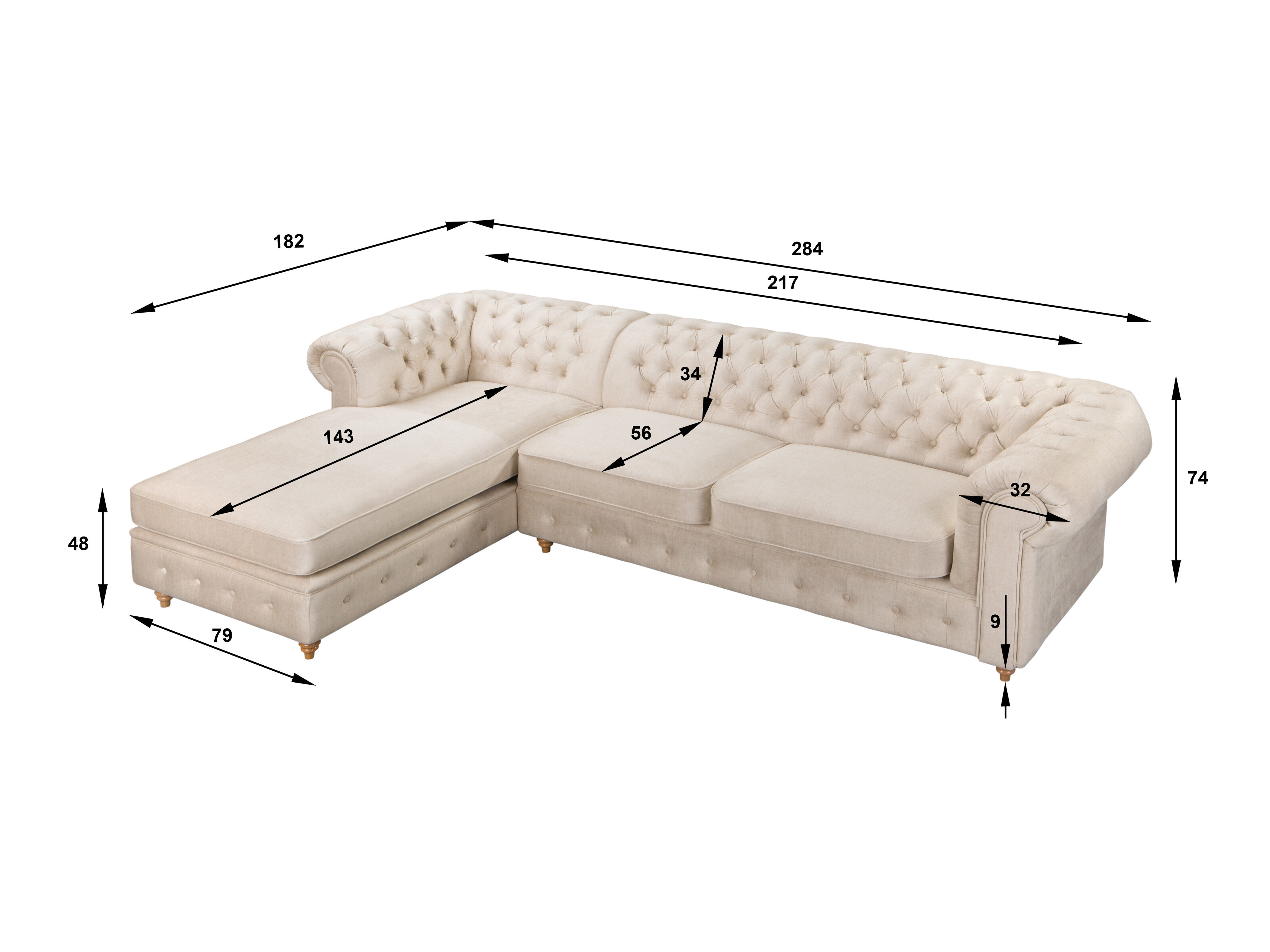 Chesterfield hoekbank Elitala 110 (Vogue 01)