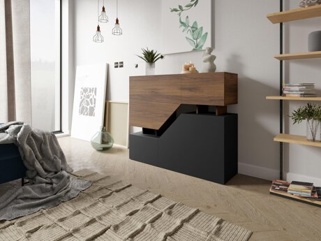 Dressoir Comfivo Daldune (Notenhout + Zwart)