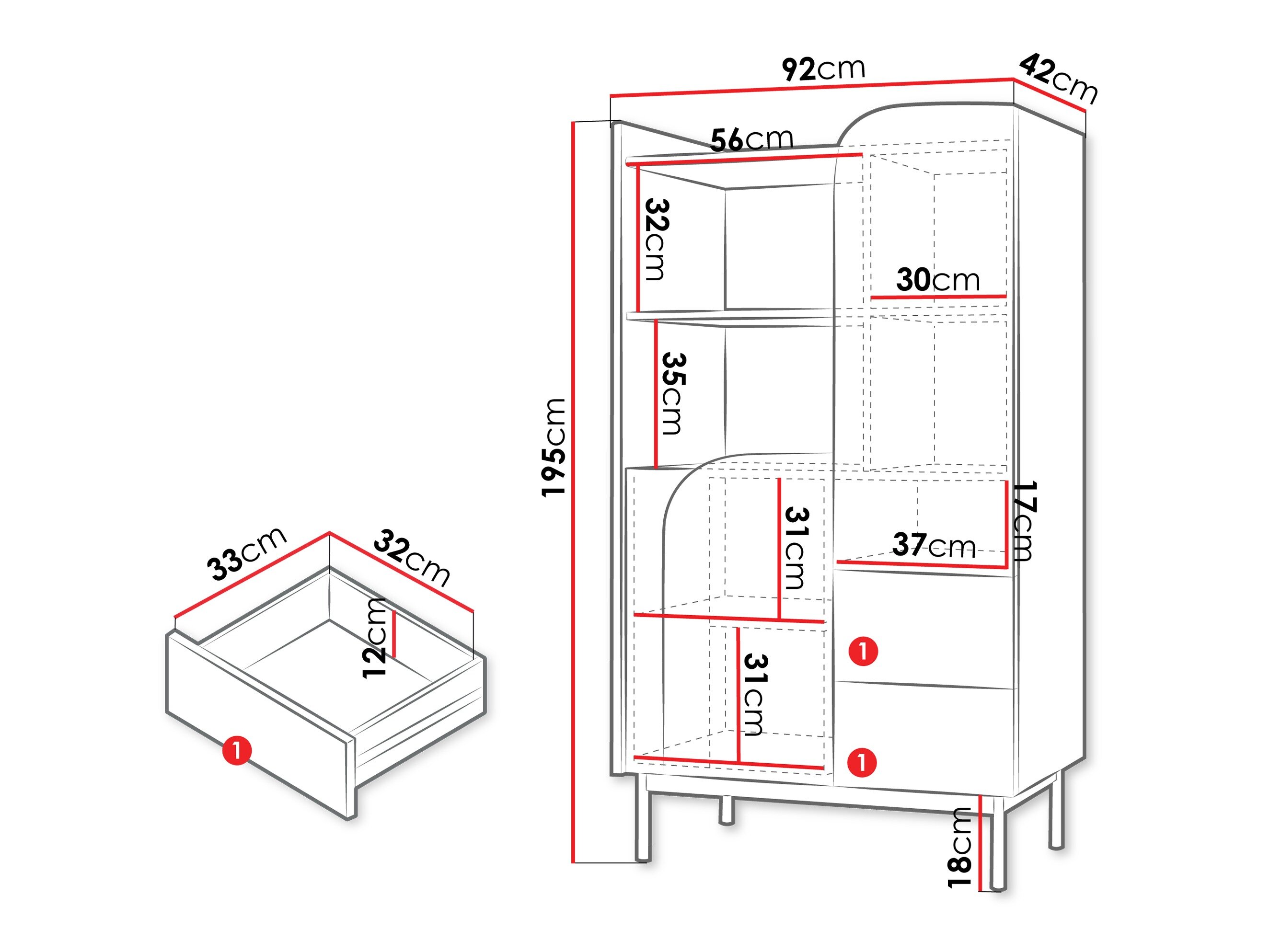 Boekenkast Dunsonu 103 (Beige + Eiken)