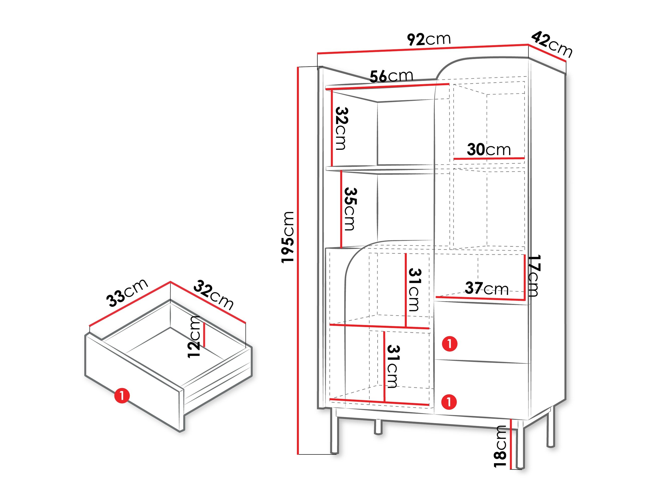 Boekenkast Dunsonu 103 (Eiken + Taupe)