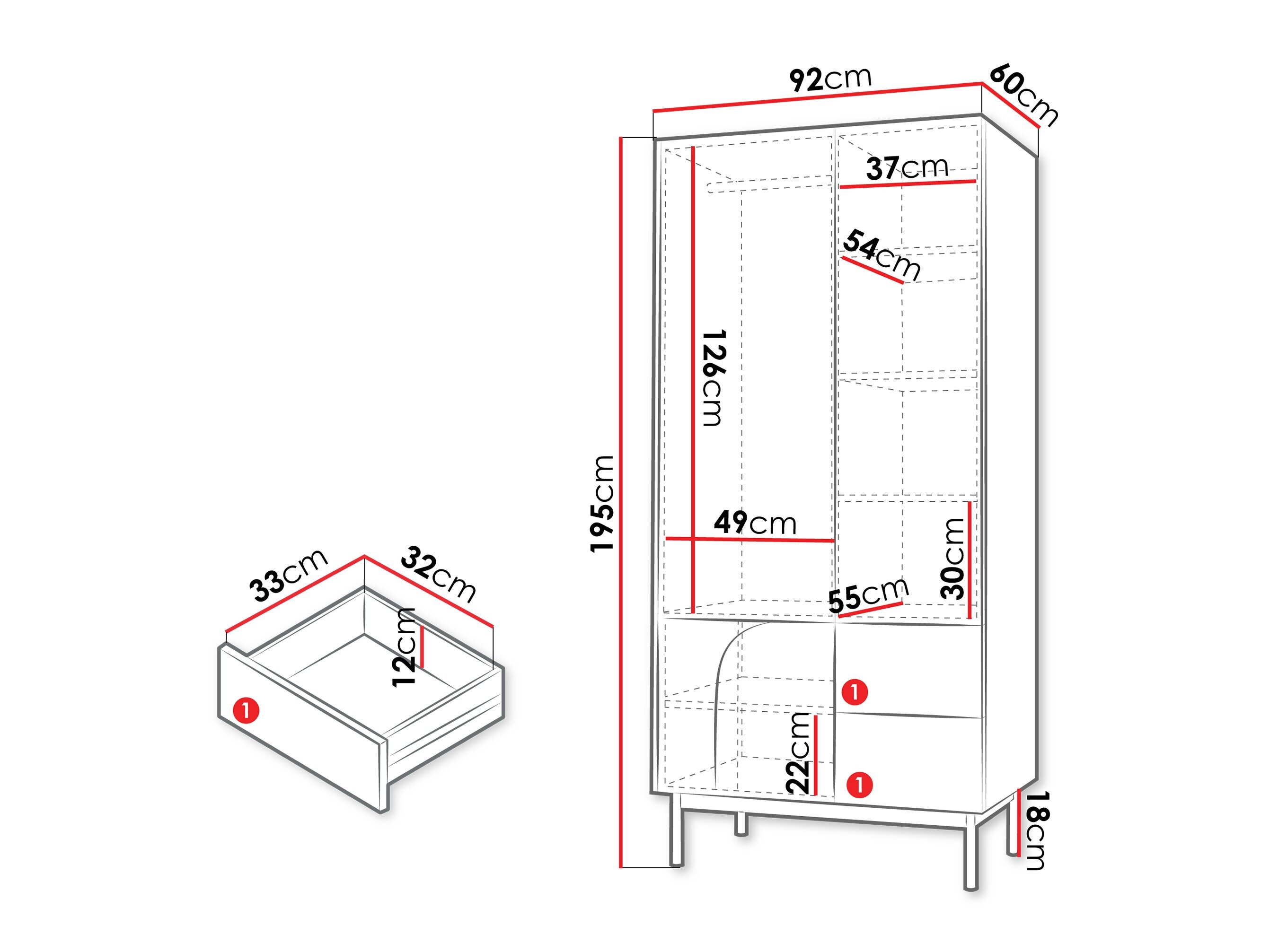 Kledingkast Dunsonu 100 (Beige + Eiken)