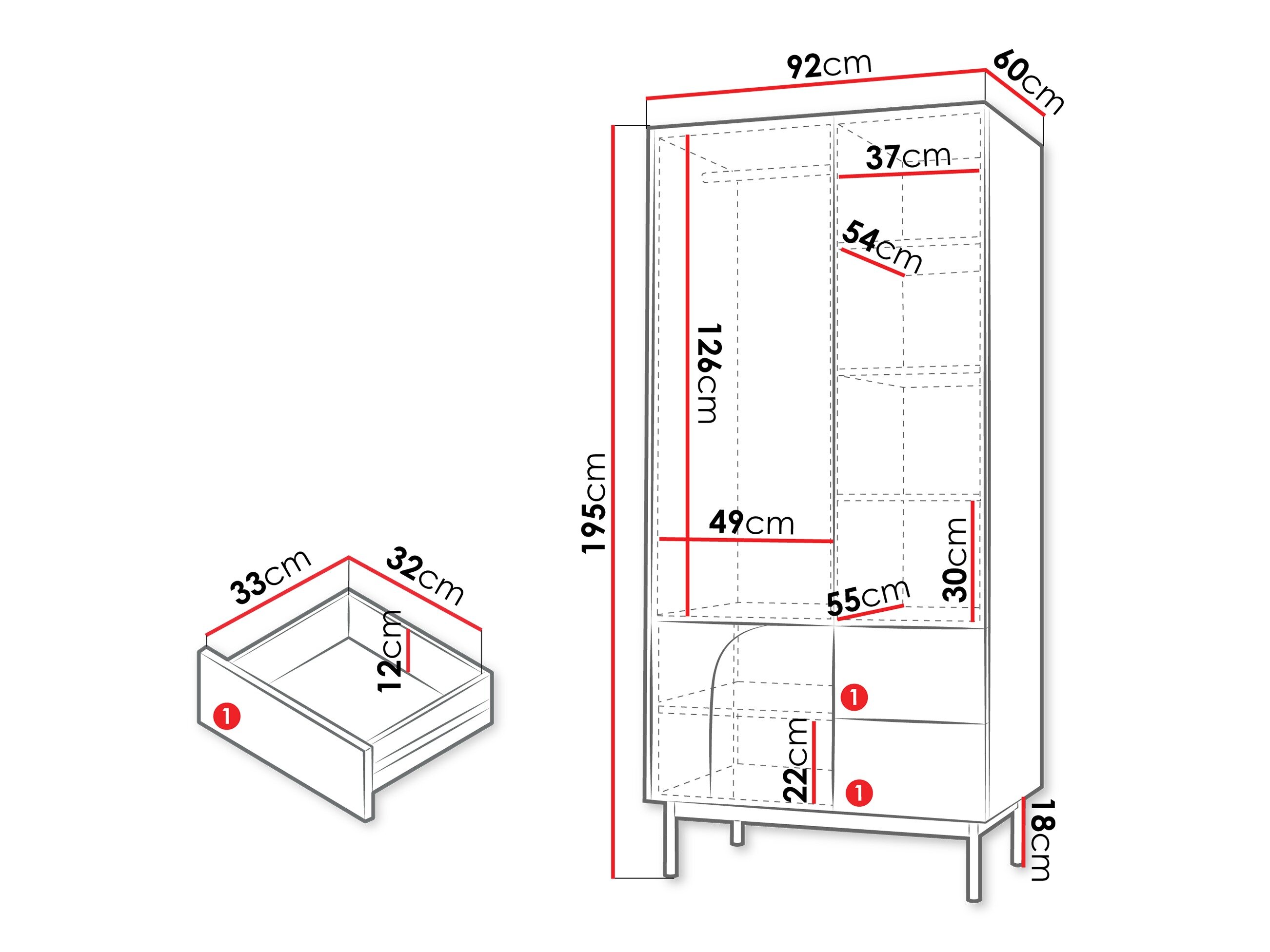 Kledingkast Dunsonu 100 (Eiken + Taupe)