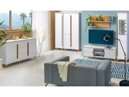 Set mobili soggiorno Ogden H113 (Bianco + Luminoso legno)