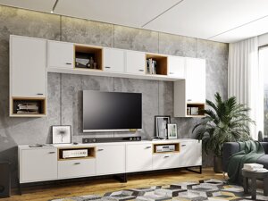 Set mobili soggiorno Providence J113 (Bianco + Rovere Artisan)
