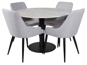 Маса и столове за трапезария Dallas 1300 (Светло сив + Черен)