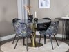 Маса и столове за трапезария Dallas 1219 (Флорален модел + Черен)