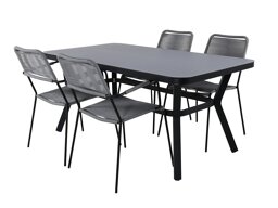 Tisch und Stühle Dallas 2193 (Schwarz + Grau)