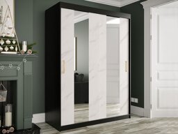 Garderobna omara Hartford 242 (Mat črna + Beli marmor)