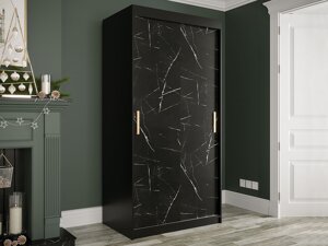 Garderobna omara Hartford 246 (Mat črna + Črni marmor)