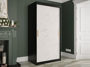Garderobna omara Hartford 246 (Mat črna + Beli marmor)