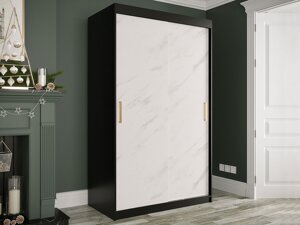 Garderobna omara Hartford 247 (Mat črna + Beli marmor)