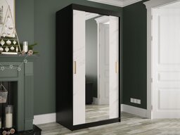 Garderobna omara Hartford 252 (Mat črna + Beli marmor)