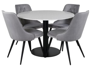 Маса и столове за трапезария Dallas 1160 (Светло сив + Черен)