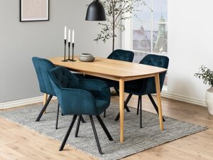 Маса и столове за трапезария Oakland 735 (Тъмно синьо + Черен)