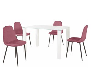 Маса и столове за трапезария Denton 267 (Бял + Роза + Черен)