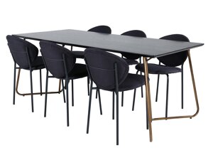 Маса и столове за трапезария Dallas 3040 (Черен + Мед)