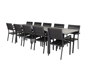 Stalo ir kėdžių komplektas Dallas 3028 (Juoda + Pilka)