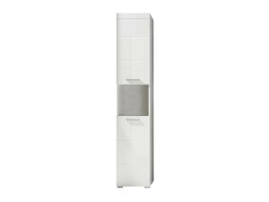 Stehender Badezimmerschrank Columbia Y132 (Weiß + Weiß glänzend)