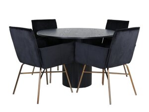 Маса и столове за трапезария Dallas 3092 (Черен + Мед)