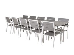 Conjunto de mesa y sillas Dallas 3028 (Blanco + Gris)