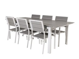 Tisch und Stühle Dallas 3027 (Weiß + Grau)