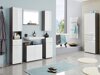 Armário com lavatório de apoio próprio para casa de banho Columbia AL102 (Branco brilhante + Carvalho cinza)
