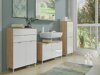 Stehender Badezimmerschrank für ein Waschbecken Sacramento V100 (Weiß glänzend + Grandson Eichenholzoptik)
