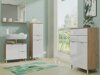 Armário com lavatório de apoio próprio para casa de banho Sacramento V100 (Branco brilhante + Carvalho Grandson)
