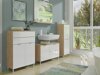 Mueble de lavabo de pie Sacramento V101 (Blanco brillante + Roble nieto)