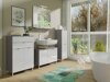 Armário com lavatório de apoio próprio para casa de banho Sacramento V101 (Branco brilhante + Grafite)