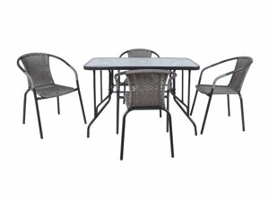 Σετ Τραπέζι και καρέκλες Mesa 115 (Γκρι + Μαύρο)