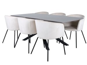 Маса и столове за трапезария Dallas 3036 (Сметана + Черен)