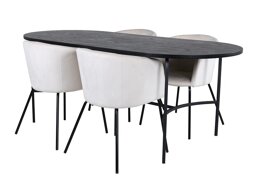 Маса и столове за трапезария Dallas 2535 (Сметана + Черен)