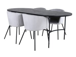 Маса и столове за трапезария Dallas 2535 (Светло сив + Черен)
